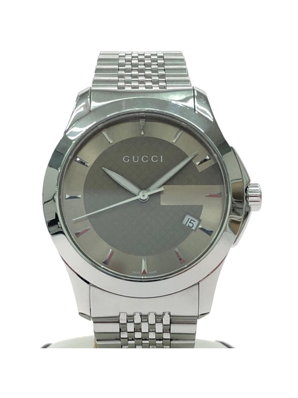 Gucci Watch Quartz G-Timeless SS Date Dial Olive 126.4
